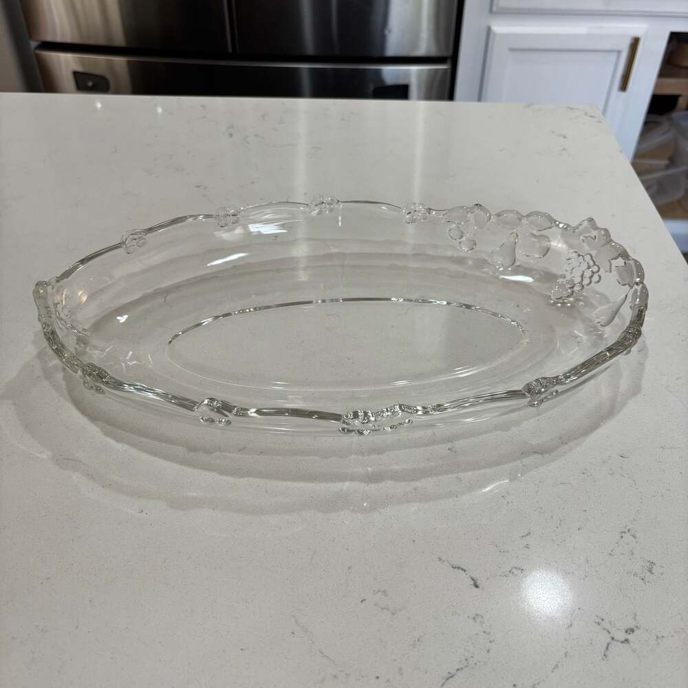 Original Walther Clear Glass Fruit Oval Serving Platter Platter 14.5”